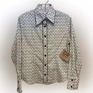 CR Ranchwear Girls Lucky Horseshoe Button Down Shirt